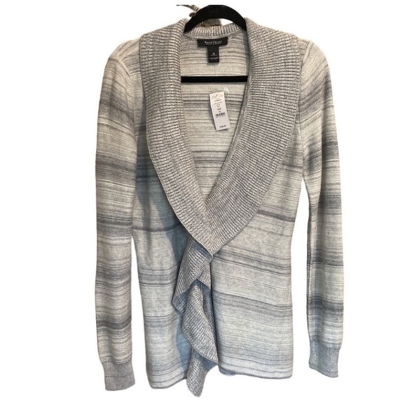 WHBM cardigan metallic gray fabric knit sweater medium NeW - Picture 6 of 6